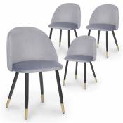 Deco In Paris - Lot de 4 chaises design en velours gris lydia - gris