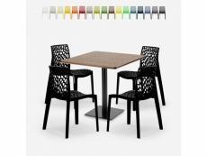 Ensemble table bois métal horeca 90x90cm 4 chaises design empilables dustin restaurant bar