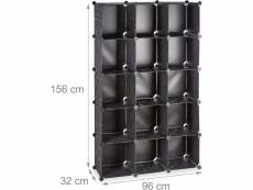 Étagère cubes rangement penderie armoire 15 casiers plastique chaussures modulable noir helloshop26 13_0001075_3