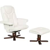 Fauteuil relax + repose-pieds -Jackson- - Blanc