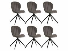 Fola - lot de 6 chaises simili cuir taupe piètement