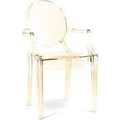 Ghost Style - Chaise de salle à manger transparente - Design avec accoudoirs - Louis xiv Ambre - pc, Plastique - Ambre