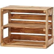 Grandbox - Caisse en bois flammé 50x40x30 cm avec étagère Vintage Retro:Lot de 1