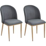 Homcom - Lot de 2 chaises de salle à manger chaise de salon pieds en métal imitation bois 50 x 58 x 85 cm gris - Gris