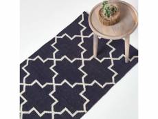 Homescapes tapis kilim en coton tissé à motif géométrique bleu marine - edmonton - 66 x 200 cm RU1289A