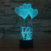 Lampe de ballon d'amour 3D, lumière de sculpture d'art