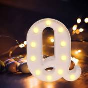 Lettres de l'alphabet à led avec lumière blanche chaude pour décoration d'intérieur, fête, bar, mariage ou festival(Q) Groofoo