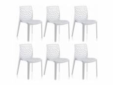 Lot 6 chaises ajourées empilables blanches - gruyer
