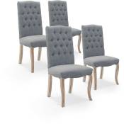 Lot de 4 chaises capitonnées Jade tissu gris - Gris