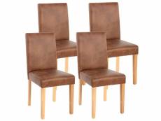 Lot de 4 chaises de salle à manger synthétique marron vieilli pieds clairs cds04151