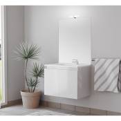 Meuble de salle de bain blanc Proline avec applique lumineuse - Largeur 80 cm - Créazur