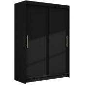 Mobilier1 - Armoire Atlanta 117, Noir, 200x120x58cm, Portes d'armoire: Glissement - Noir