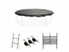 Pack accessoires pour trampoline ø 250cm pluton-gémeaux-pluton inner - échelle. Bâche de protection. Filet de rangement pour chaussures et kit d’ancra
