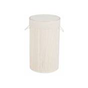Panier à linge Bamboo, corbeille à linge avec sac à linge sale amovible, capacité 55L, Bambou, ø 35x60 cm, blanc - Wenko