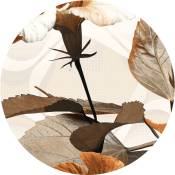 Papier peint panoramique rond adhésif feuilles - ø 140 cm de Sanders&sanders beige, blanc et marron