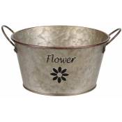 Retro - Cache Pot de fleurs en métal aspect zinc 9 cm