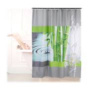 Rideau de douche, 180x200 cm, 12 crochets, salle de bain, Bambou, Pierres, Orchidée, anti-moisissures, coloré - Relaxdays