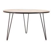 Table à manger ronde industrielle bois manguier massif et métal D125 cm atelier - Bois clair / noir