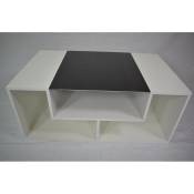 Table basse blanche en bois et verre 100 cm