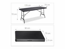 Table de jardin camping pliable 72 x 178 x 74 cm noir helloshop26 2013111