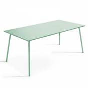 Table de jardin rectangulaire en métal vert sauge