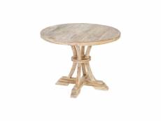 Table de repas ronde bois blanchi - iliona - l 100 x l 100 x h 76 cm - neuf