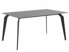 Table rectangulaire en céramique effet marbre et pieds en métal coloris noir - longueur 150 x profondeur 90 x hauteur 76 cm