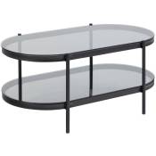 Tables Basses Bobochic Table basse ovale antoine double plateau verre - Noir