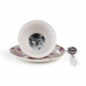 Tasse à thé Guiltless - Fortuna / Avec soucoupe & cuillère - Image érotique au fond de la tasse - Seletti rose en céramique