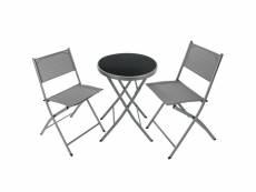 Tectake ensemble table et chaises de jardin dusseldorf - gris 403588
