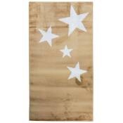 Thedecofactory - stars - Tapis toucher laineux motifs étoiles beige 80x150 - Beige