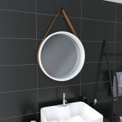 Aurlane - Miroir salle de bain rond type barbier - diamètre 50cm - barber white