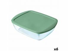 Boîte à repas rectangulaire avec couvercle pyrex cook & store vert verre (6 unités) (23 x 15 x 6 cm)