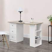 Bureau de bureau studio 3 étagères modernes tiroirs de style diverses couleurs Couleur : chêne blanc