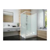 Cabine de douche Izi Glass2 Leda Carrée - Portes coulissantes - Verre transparent - 90 x 90 cm