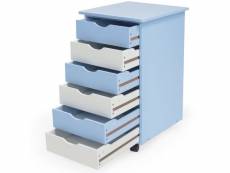 Caisson de bureau meuble en bois enfant 66 cm bleu