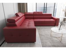 Canapé d'angle convertible en cuir margo max 265 × 265 cm en plusieurs couleurs - couleur: rouge - angle: droit Azura-44774_20500