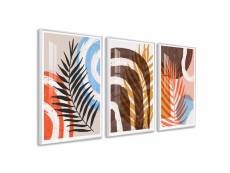 Dekoarte - triptyques décoratifs modernes avec cadre pvc | poster avec acrylique 0,5mm | nordique, nature | 3 pièces 150x70cm CM030