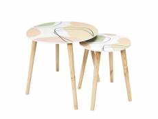 Dissa - lot de 2 tables gigognes motifs abstraits pieds bois