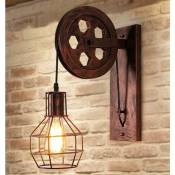 Ensoleille - Applique Murale Industrielle Poulie Vintage Lampe de Mur Luminaire Intérieur pour Chambre Salon Restaurant,Laiton