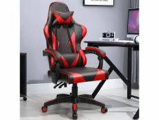 Giantex chaise de gamer ergonomique en simili cuir à 5 roulettes fauteuil gaming pour massage dossier réglable de 90° à 155° charge max.120kg