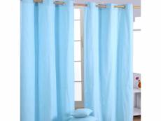 Homescapes paire de rideaux à oeillets uni bleu 100%