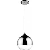 Lampe Suspension Speculum - 25 cm - Métal Chromé Argenté - Verre, Métal, Metal - Argenté