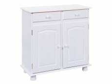 Laurie - meuble 2 portes 2 tiroirs bois massif vernis blanc