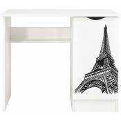 Leomark - Bureau blanc avec étagère roma - Tour Eiffel