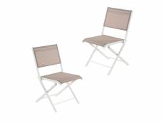 Lot de 2 chaises d'extérieur pliantes,blanc,textilène taupe V96964714