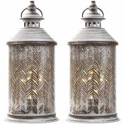 Lot de 2 lampes de table en métal à piles de 26,5cm de hauteur Lampes de chevet avec ampoule Edison