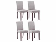 Lot de 4 chaises de salle à manger ina tissu avec pieds en bois , gris clair/cappuccino