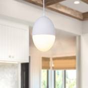 Luminaire à suspension , E27, luminaire pour séjour, salle à manger, cuisine, réglable en hauteur Plâtre blanc, Sans ampoules - Paco Home