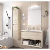 Meuble de salle de bain suspendu 80 cm marron Caledonia avec un tiroir et un espace | 80 cm - Standard